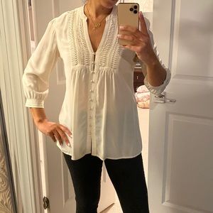 Joie silk bohemian ivory blouse, size M
